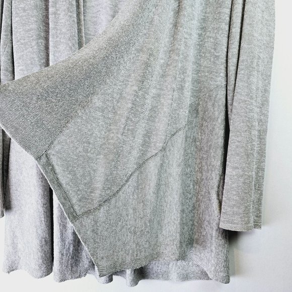 Eileen Fisher Gray Asymmetrical Open Front Italian Yarn Linen Cardigan, Sz S - Picture 6 of 8